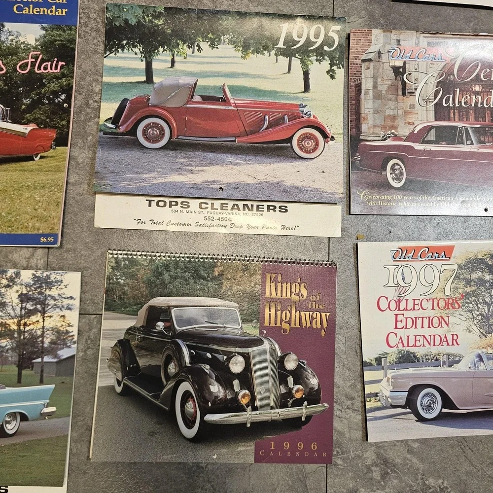 Vintage Old Cars Collector Car Calendar Lot 1990s Tops Cleaners Advertising USA